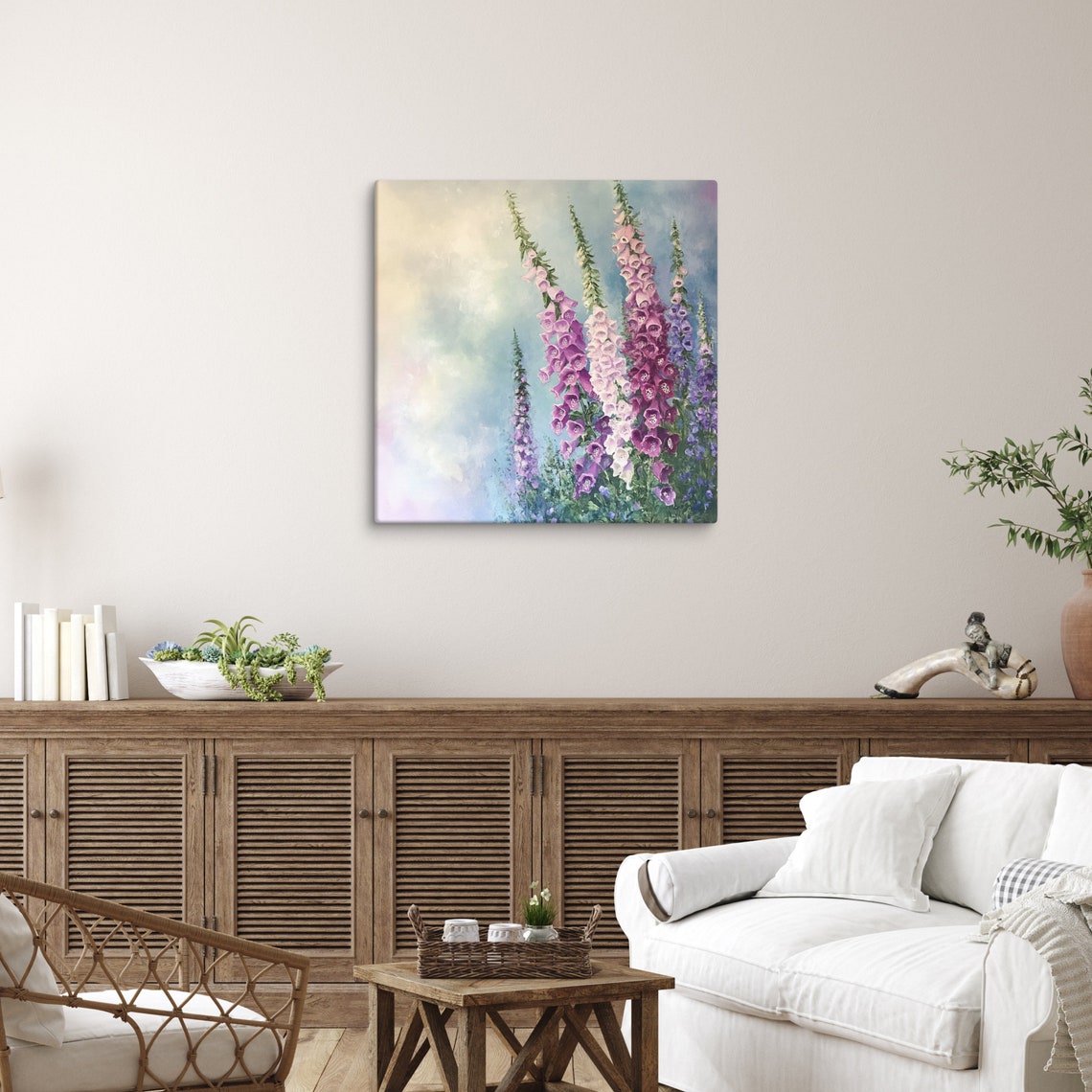 Purple Pink Foxglove Tall Spires Dreamy Blue Sky Cottage Garden Poster - Image 5