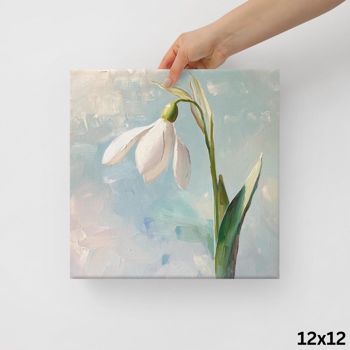 White Snowdrop Flower Spring Minimalist Botanical Painting Art Poster - Image 2