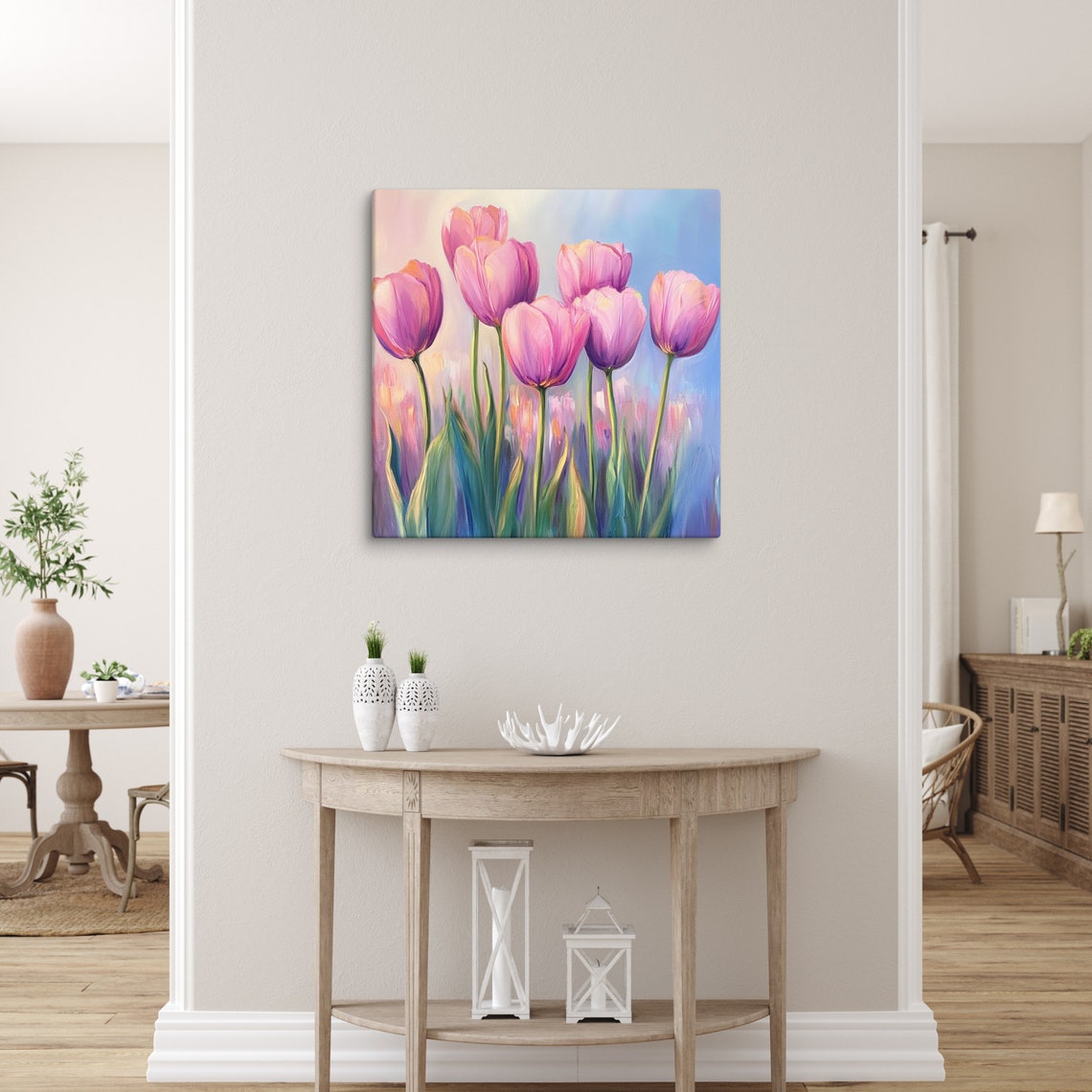 Pink Purple Tulips Dreamy Pastel Background Romantic Spring Art Poster - Image 3