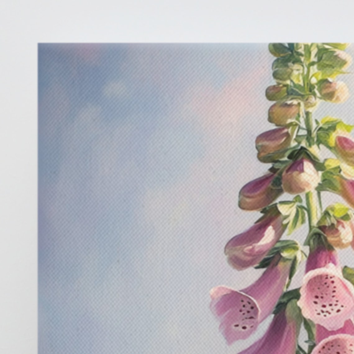 Pink Foxglove Flower Spike Soft Pastel Sky Watercolor Art Poster - Image 3