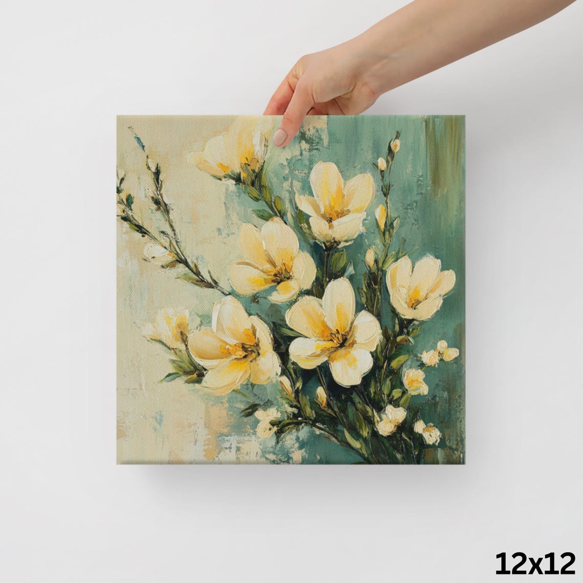 Beige Freesia Painting Print Print Living Room Wall Art Flower Wall Art Beige Green Painting Wall Art Freesia Flower Art - Image 2