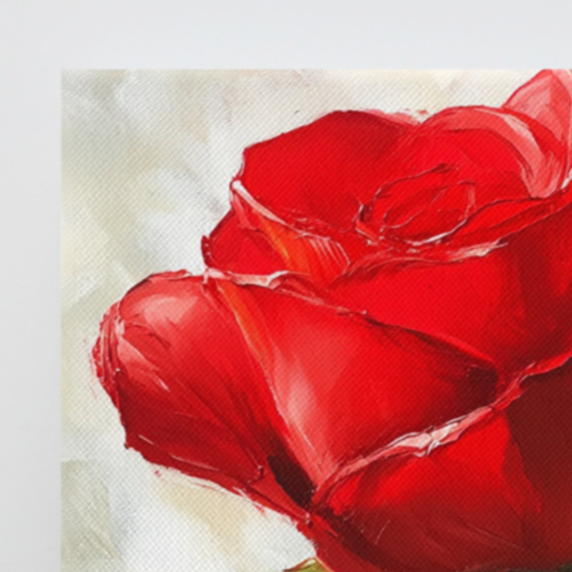 Red Rose Bloom Bold Oil Style Cream Background Painting Art Poster - Image 2