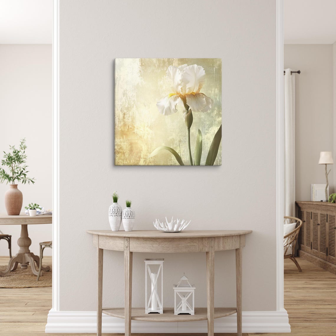 White Bearded Iris Gold Textured Background Elegant Flower Poster - Image 5
