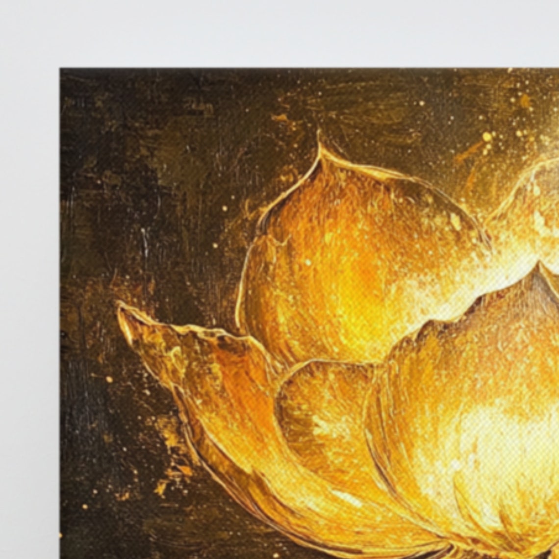 Golden Flower On Black Dramatic Gold Petals Painting Print Poster - Image 4