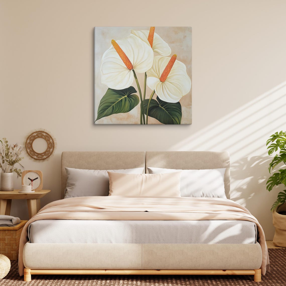 White Anthurium Orange Spadix Tropical Botanical Painting Poster - Image 4
