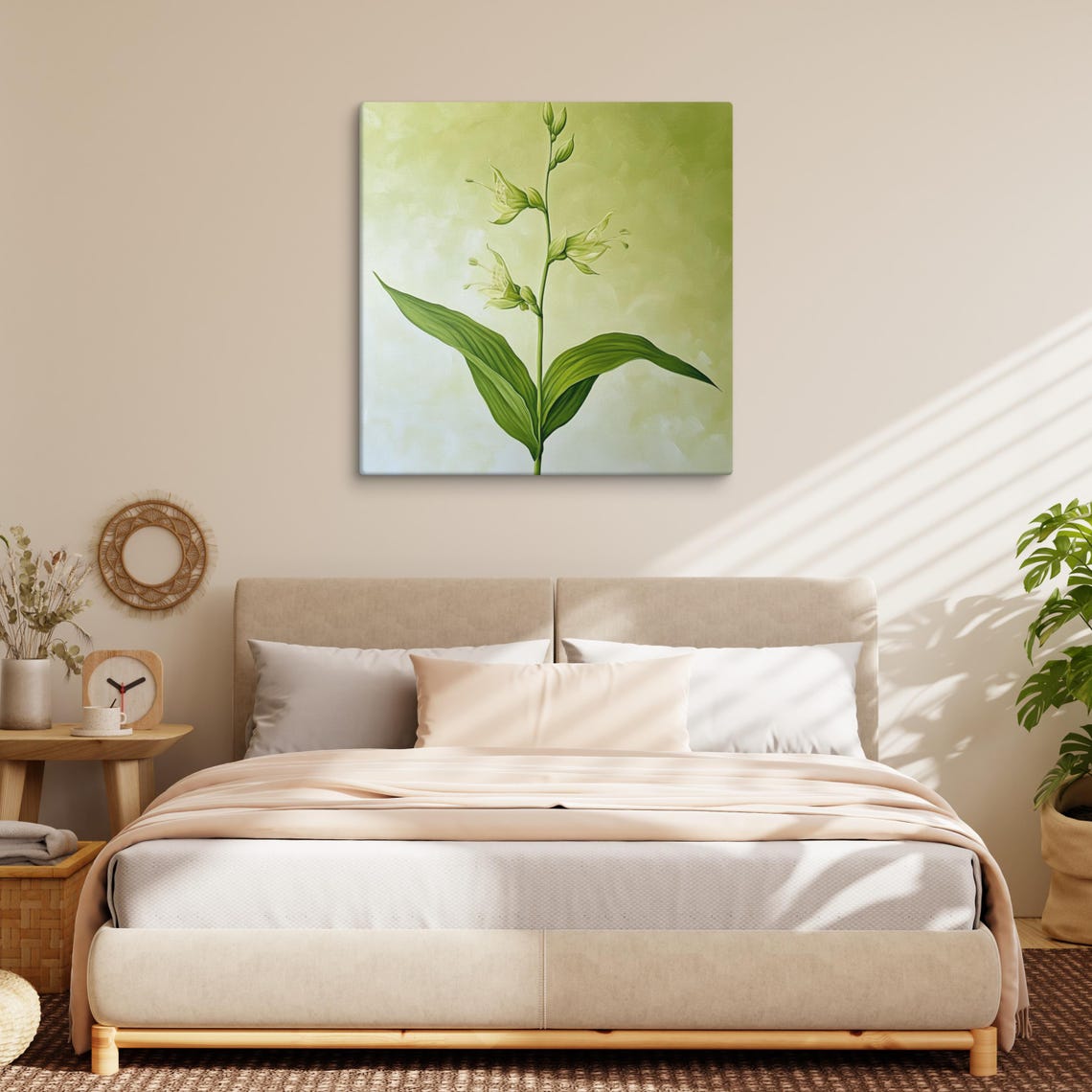 Green Flower Print Plant Wall Art Wall Art Flower Painting Print Green Wall Art Plant Painting Art Print Home Decor - Image 2