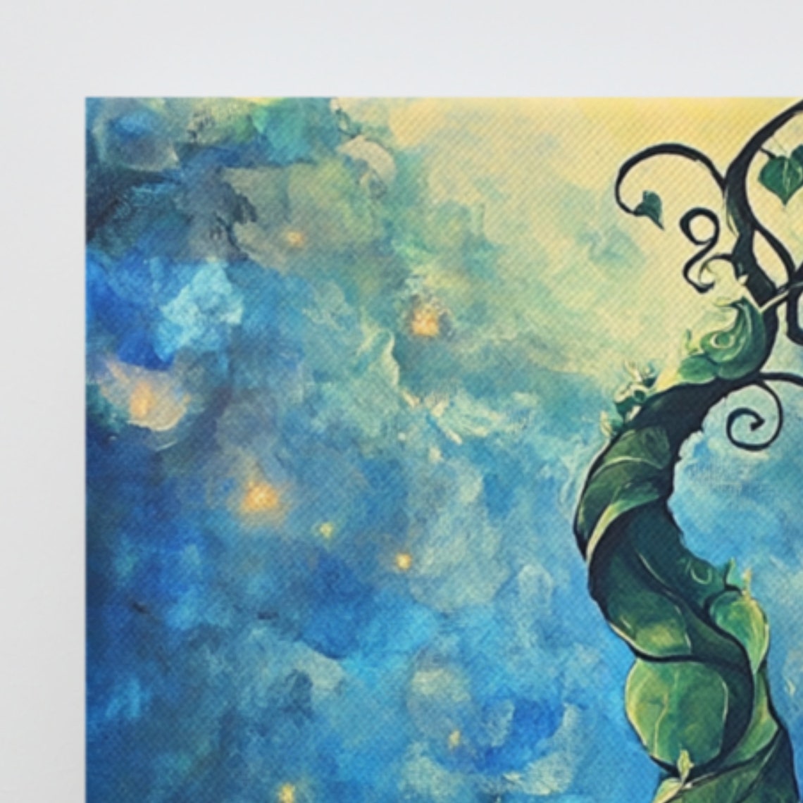 Magical Twisting Beanstalk Vine Starry Blue Night Sky Canvas Art Print - Image 4