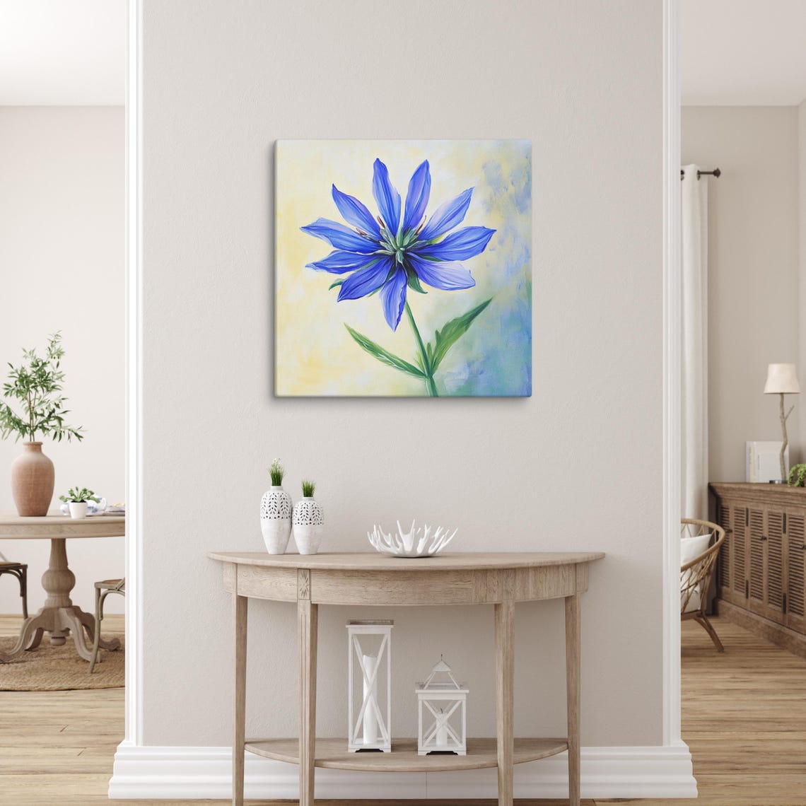 Blue Star Shaped Wildflower Single Bloom Botanical Floral Art Poster - Image 5