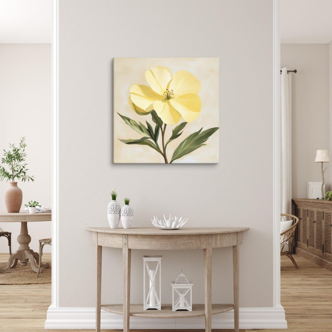 Yellow Evening Primrose Single Wildflower Bloom Botanical Art Poster - Image 3