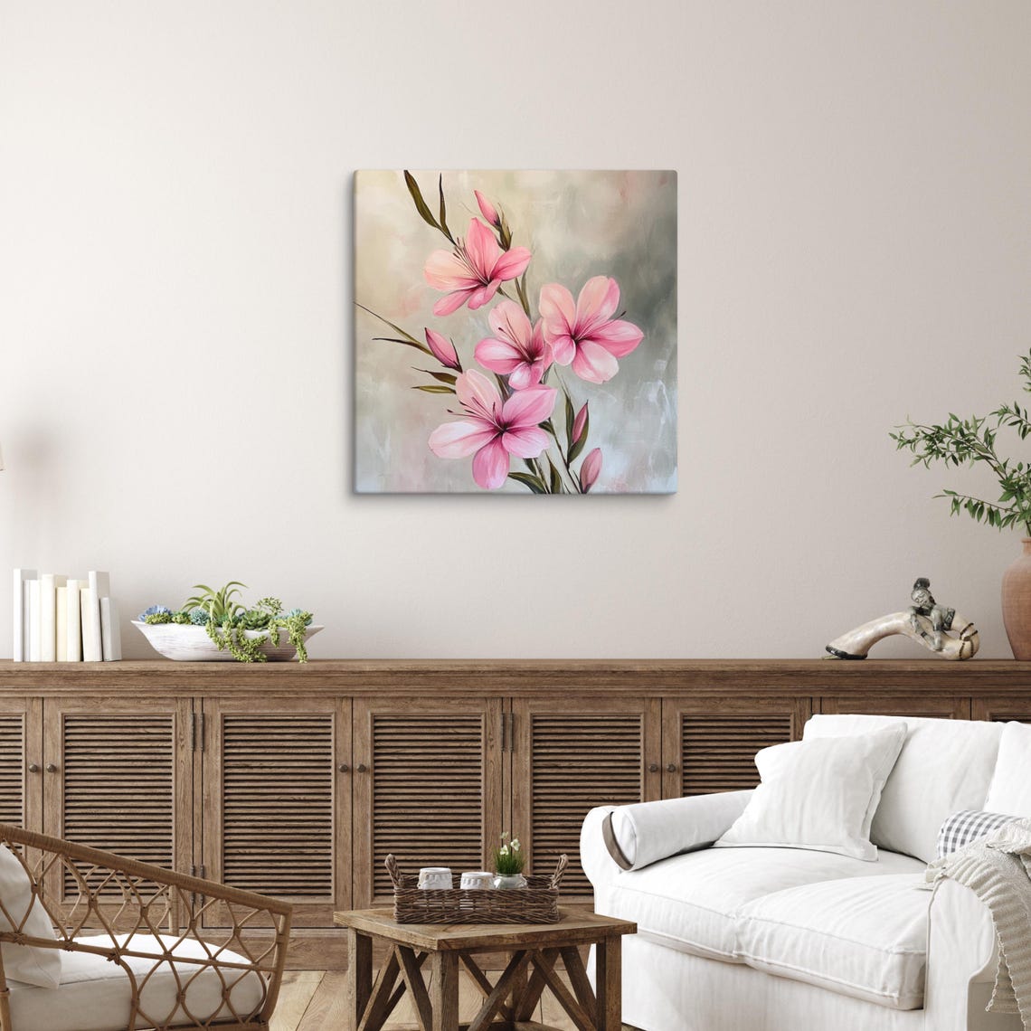 Pink Flower Wall Art Flower Painting Print Pink Flower Art Nature Wall Art Flower Wall Art Living Room Art - Image 5