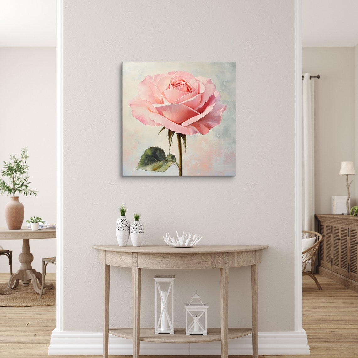 Pink Rose Bloom Blush Watercolor Painting Flower Wall Art Poster - Image 4