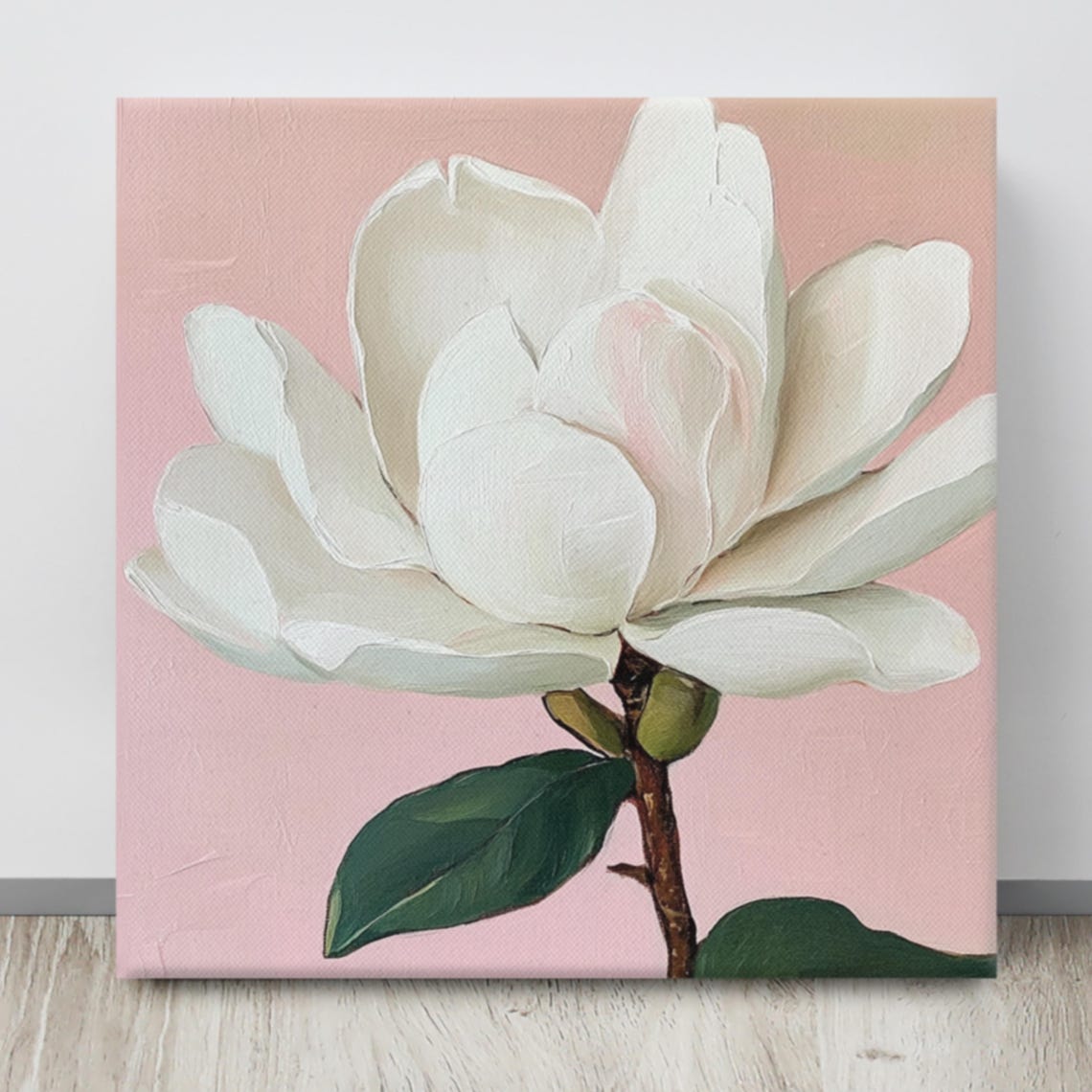 White Magnolia Large Waxy Bloom Pink Botanical Floral Art Poster - Image 4