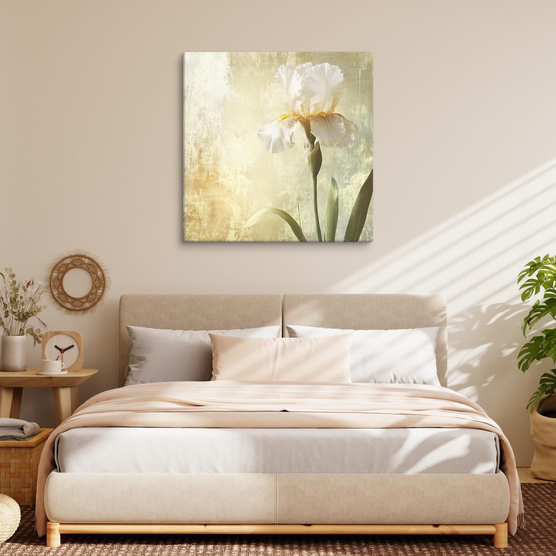 White Bearded Iris Gold Textured Background Elegant Flower Poster - Image 2