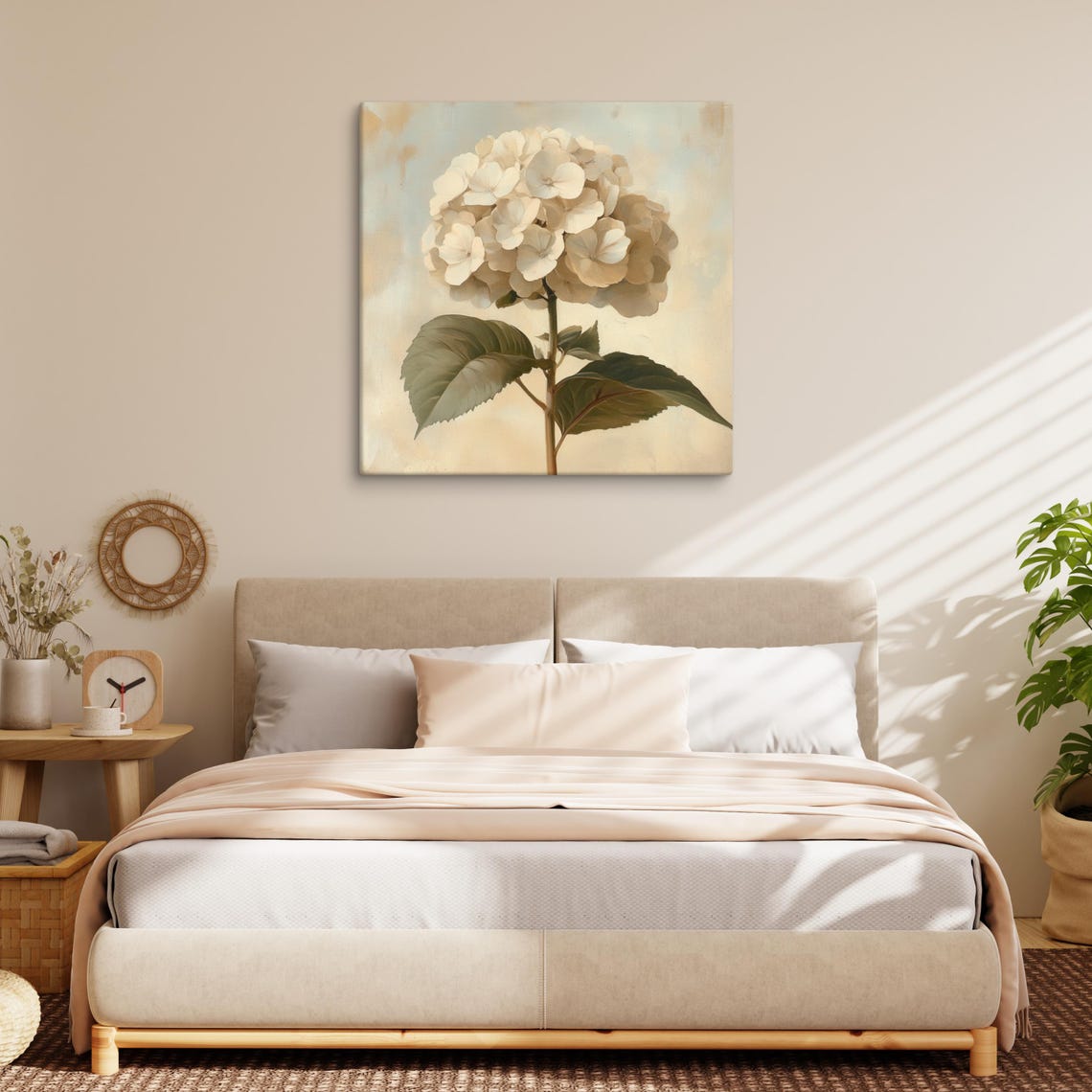 Cream White Hydrangea Bloom Vintage Botanical Illustration Poster - Image 2