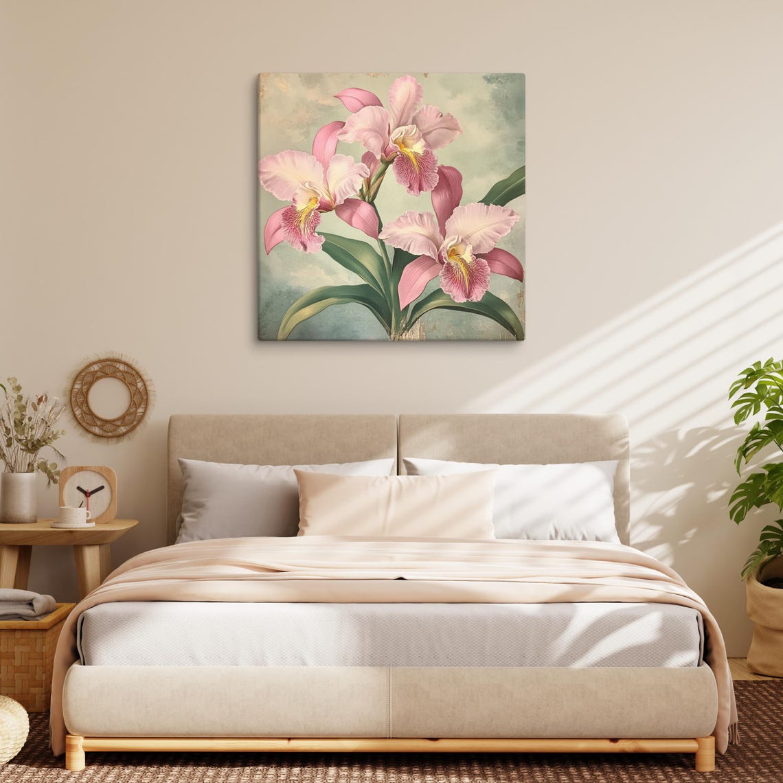 Pink Cattleya Orchid Blooms Vintage Botanical Floral Art Poster - Image 2