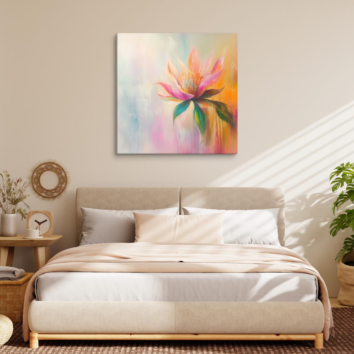 Abstract Pink Flower Dreamy Soft Pastel Impressionist Art Print - Image 2
