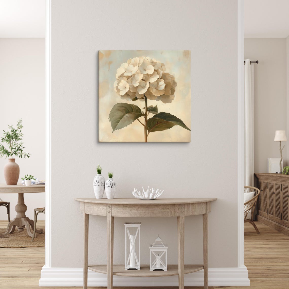 Cream White Hydrangea Bloom Vintage Botanical Illustration Poster - Image 5
