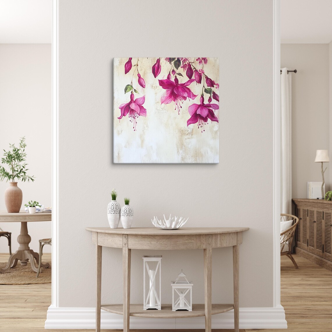 Magenta Fuchsia Hanging Blossoms Botanical Floral Wall Art Poster - Image 5
