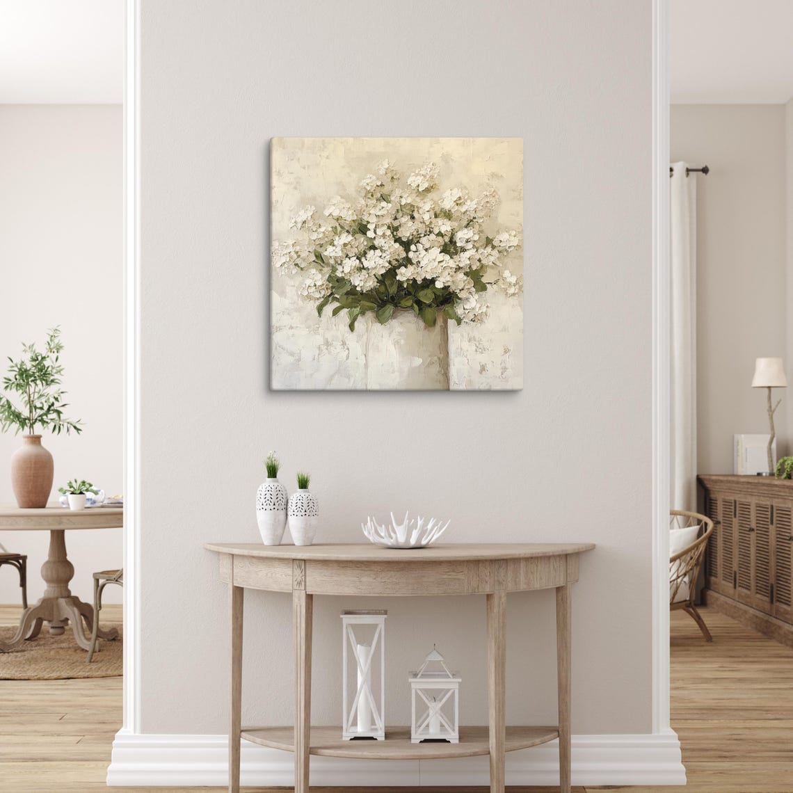 Alyssum Flower Painting Print Wall Art Flower Art Print White Alyssum Plant Art Beige Wall Art Living Room Wall Art - Image 5