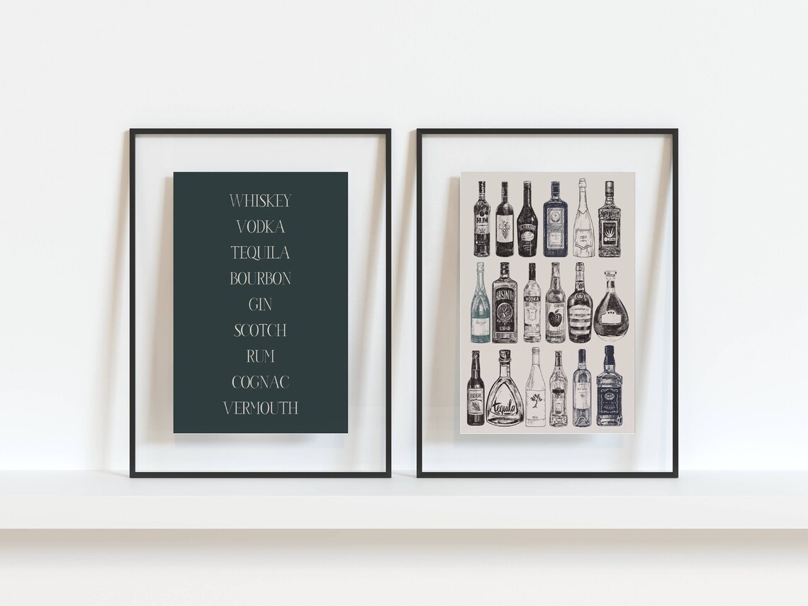 Bar Cart Decor Art Print, Home Bar Wall Art - Image 2