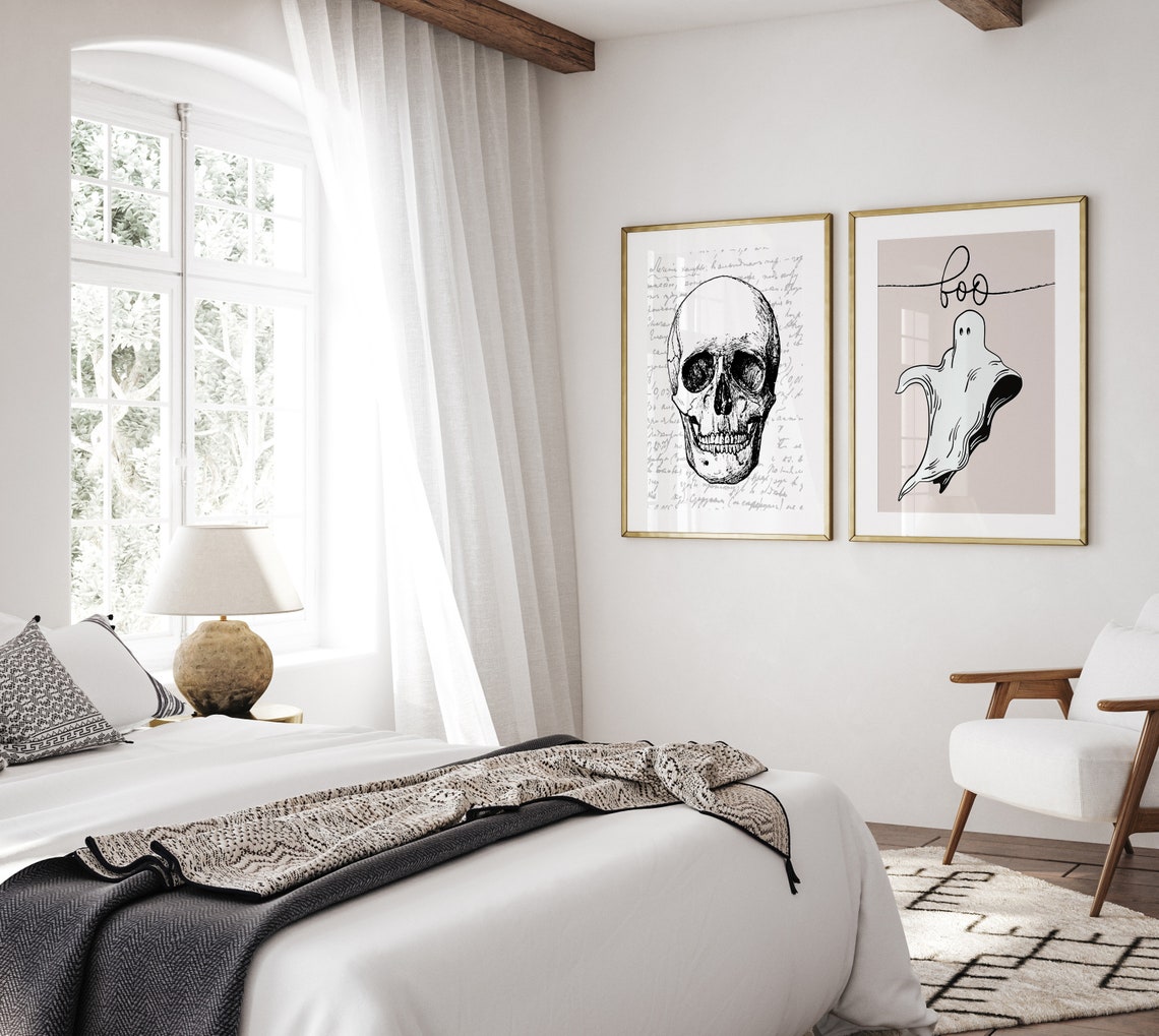 Vintage Skull Anatomy Illustration Gothic Halloween Wall Art - Image 2
