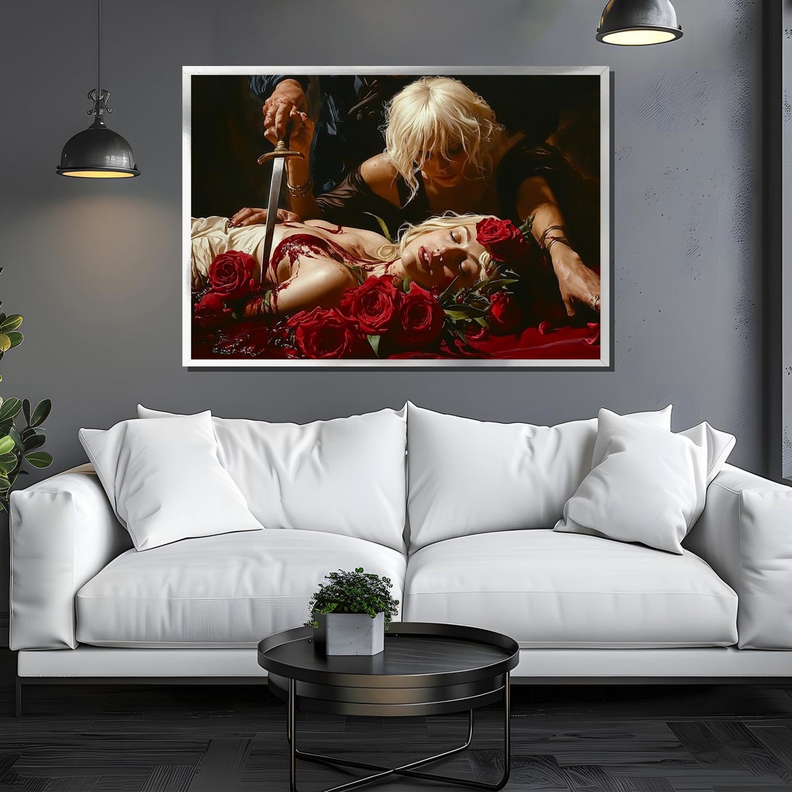 Dramatic Baroque Dagger and Red Roses Dark Romantic Theater Poster - Image 3