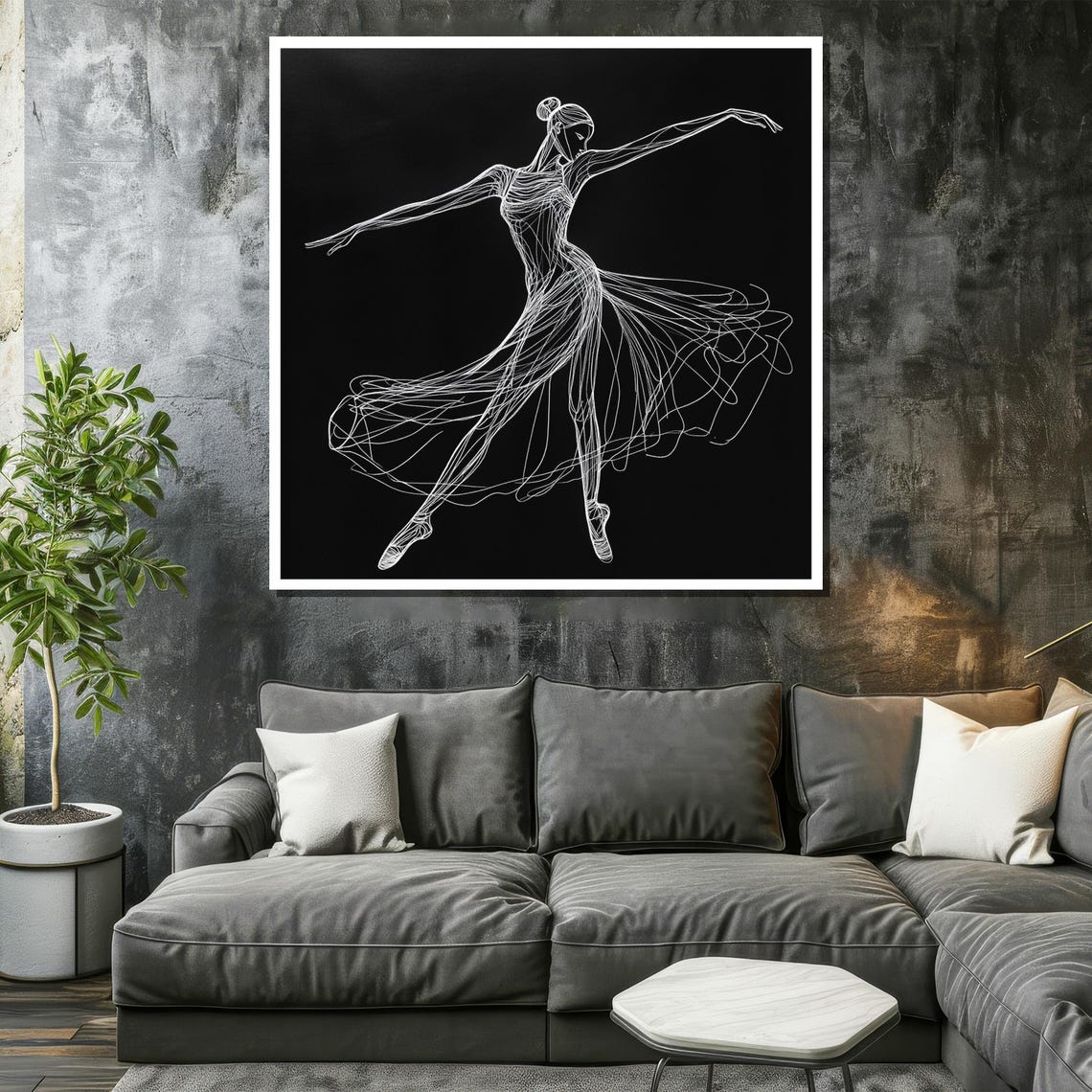 Graceful Continuous Line Ballerina Drawing Black And White Minimalist Painting Perfect Art Gift For Ballet And Dance Enthusiasts - Image 2