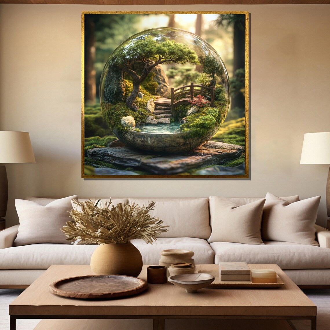 Japanese Zen Garden in Glass Terrarium Serene Landscape Poster - Image 5