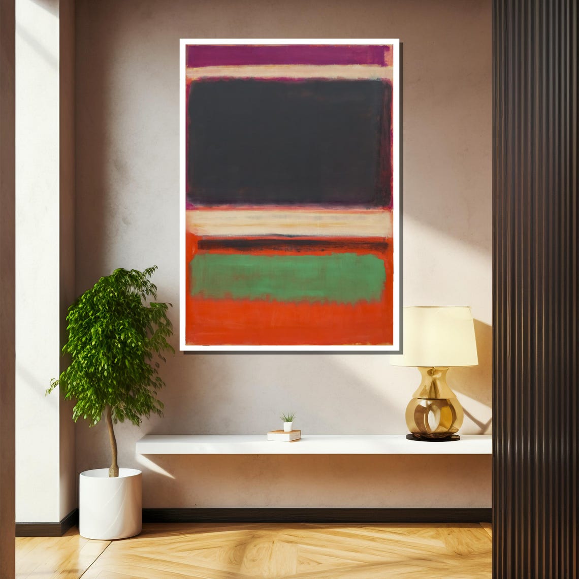 Plum Charcoal Green And Red Layered Striped Color Field Poster - Image 2