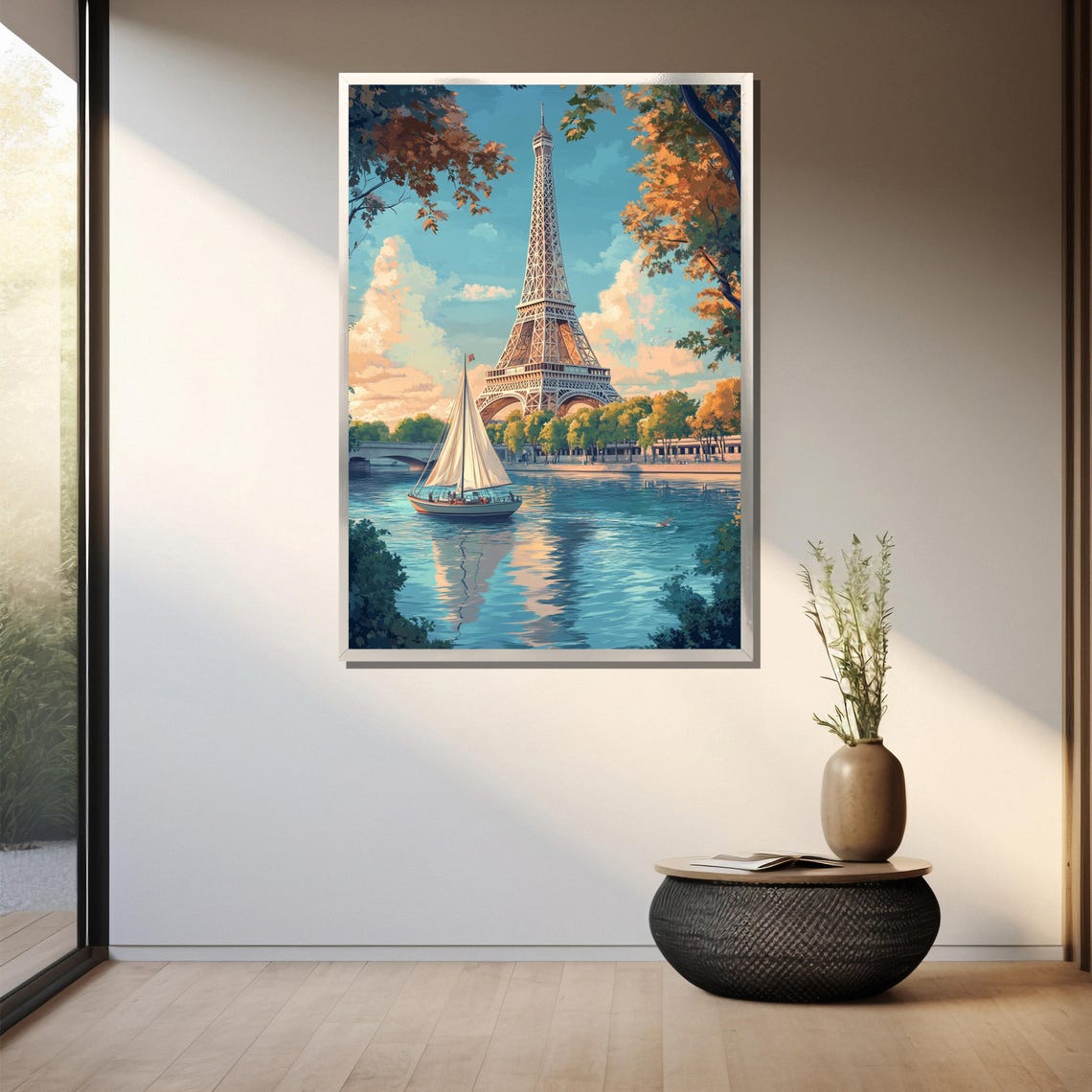 Eiffel Tower And Seine Sailboat In Paris Daytime Travel Poster - Image 3
