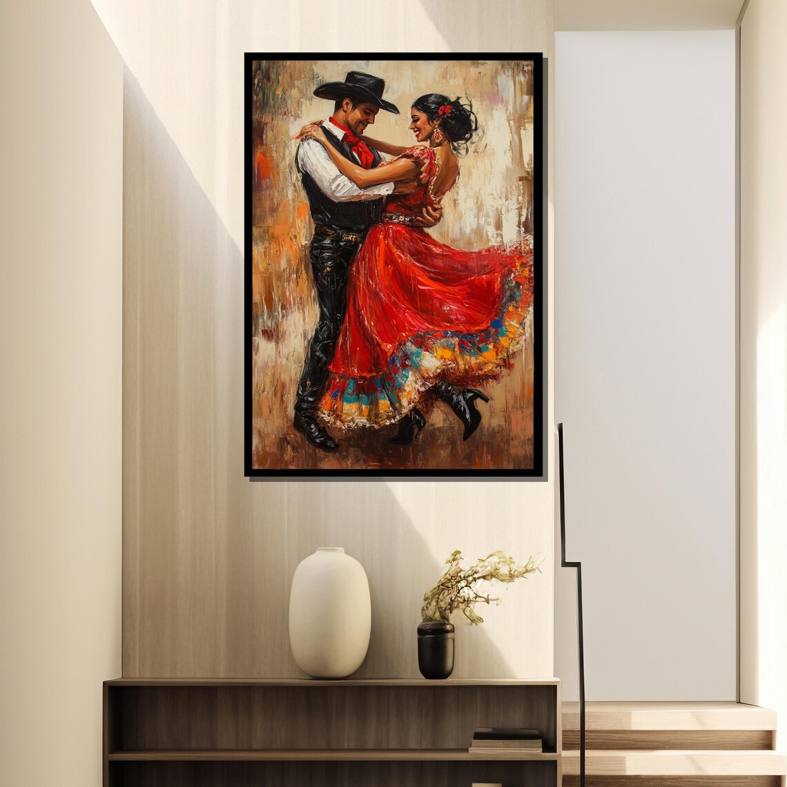 Mexican Dance Couple Art Print, Vibrant Painting - Image 4