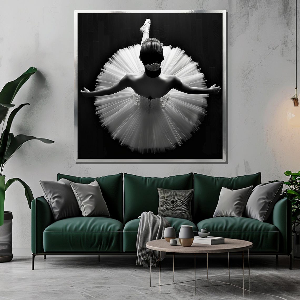 Graceful Ballerina In Black And White Top View Painting Of Ballet Dance Ideal Gift For Dance And Art Lovers - Image 3