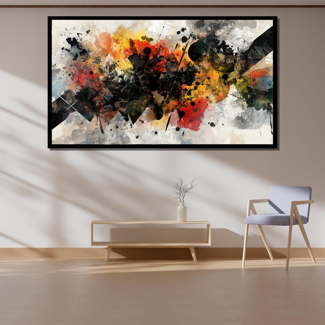 Dynamic Fiery Red Orange Abstract Explosion Splash Painting Poster - Image 4