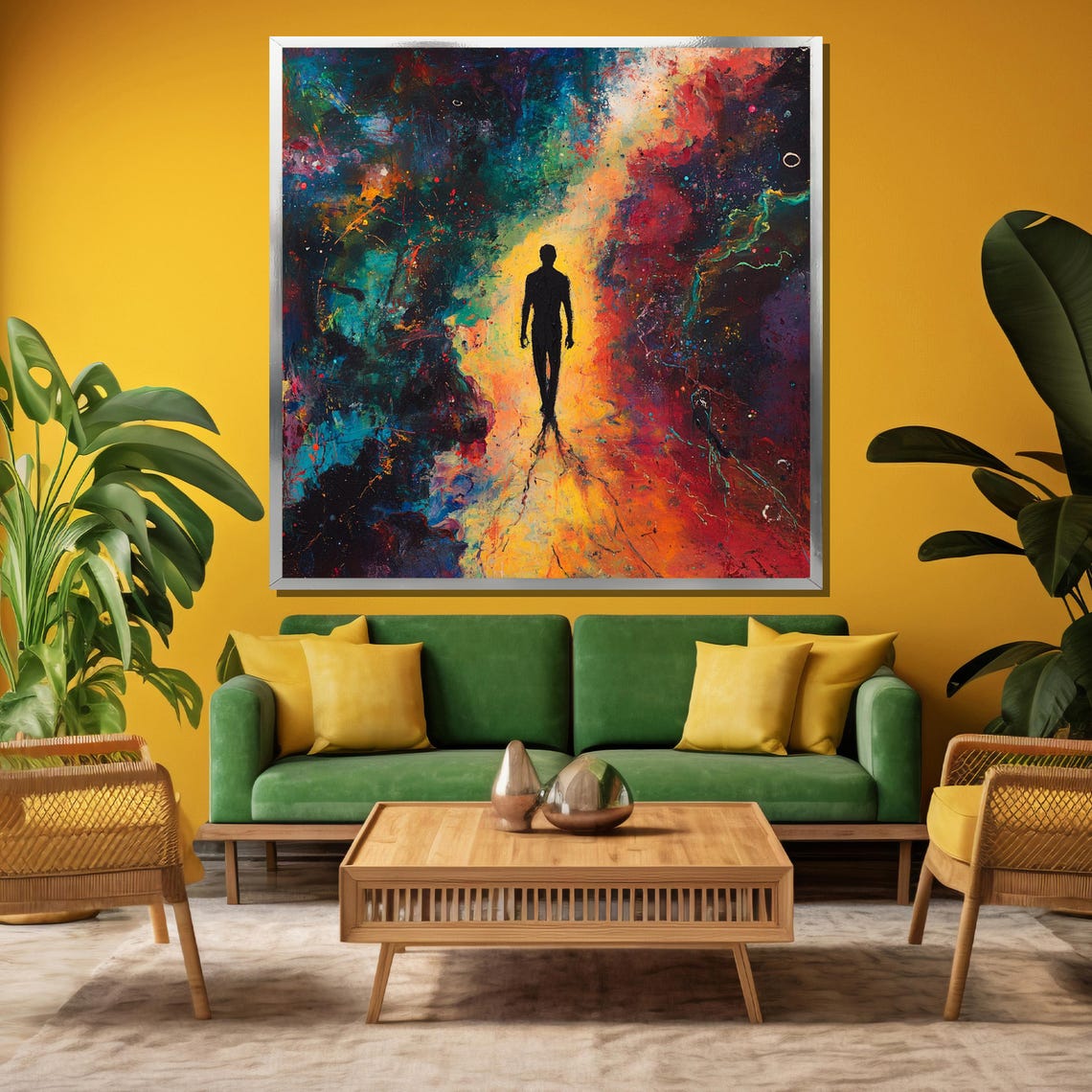 Lone Figure Walking Into Cosmic Nebula Silhouette Journey Poster - Image 3