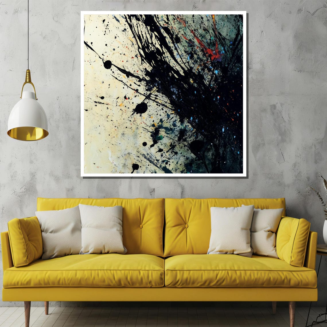 Vibrant Red Paint Splatter on Black Background Bold Abstract Poster - Image 2