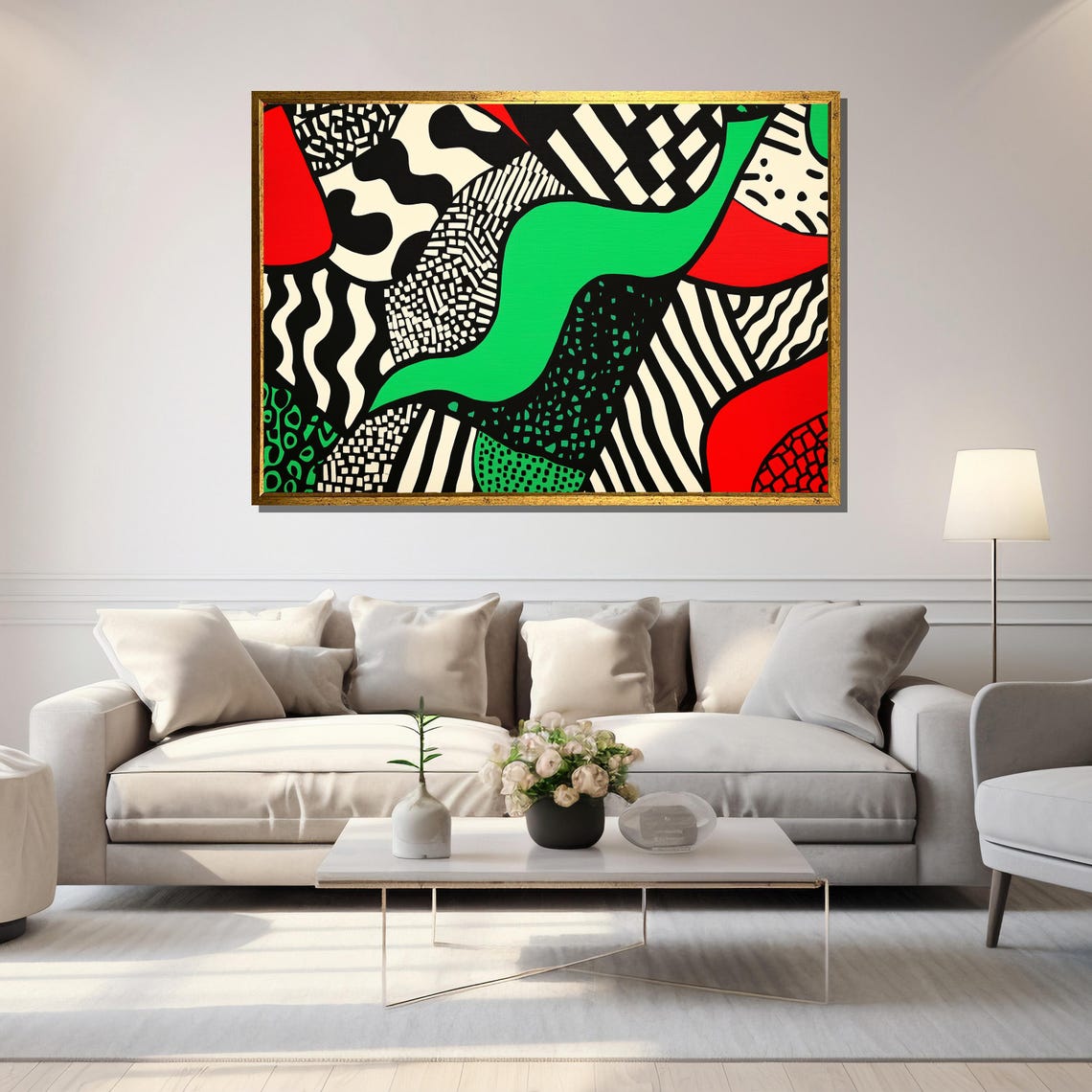 Bold Abstract Geometric Painting Modern Pop Art Wall Decor Black And White Pattern Art Vibrant Contemporary Artwork Unique Gift - Image 5
