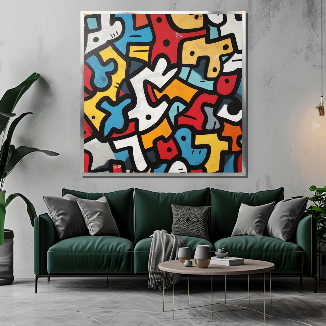 Colorful Graffiti Painting Abstract Urban Wall Art Modern Street Art Print Bold Geometric Pattern Artwork Contemporary Home Decor - Image 3