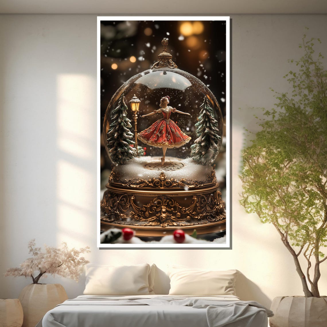 Ballerina Snow Globe Painting Elegant Holiday Gift For Art And Dance Lovers - Image 2