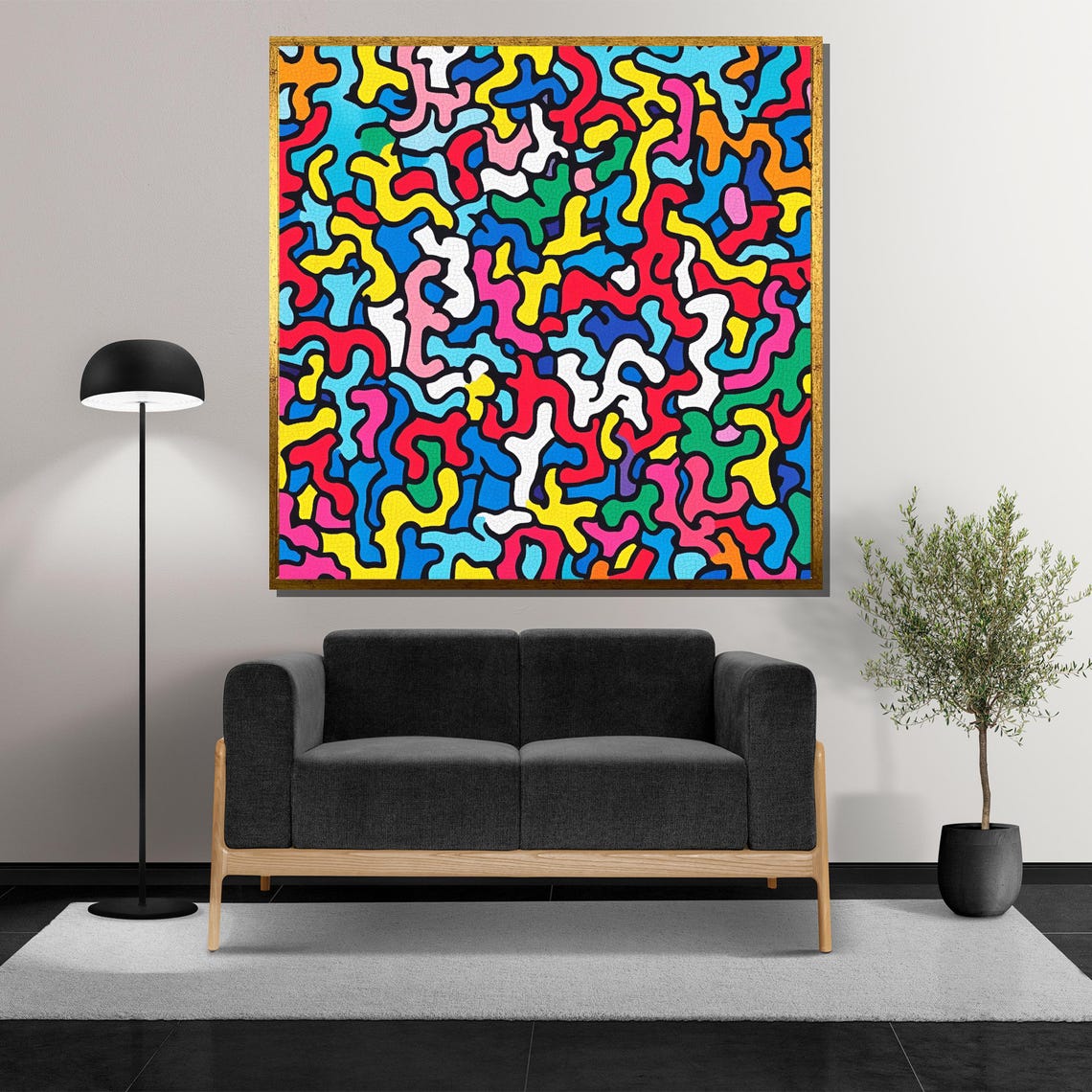 Colorful Abstract Painting Vibrant Geometric Wall Art Modern Graffiti Home Decor Psychedelic Pattern Artwork Unique Gift For Art - Image 5