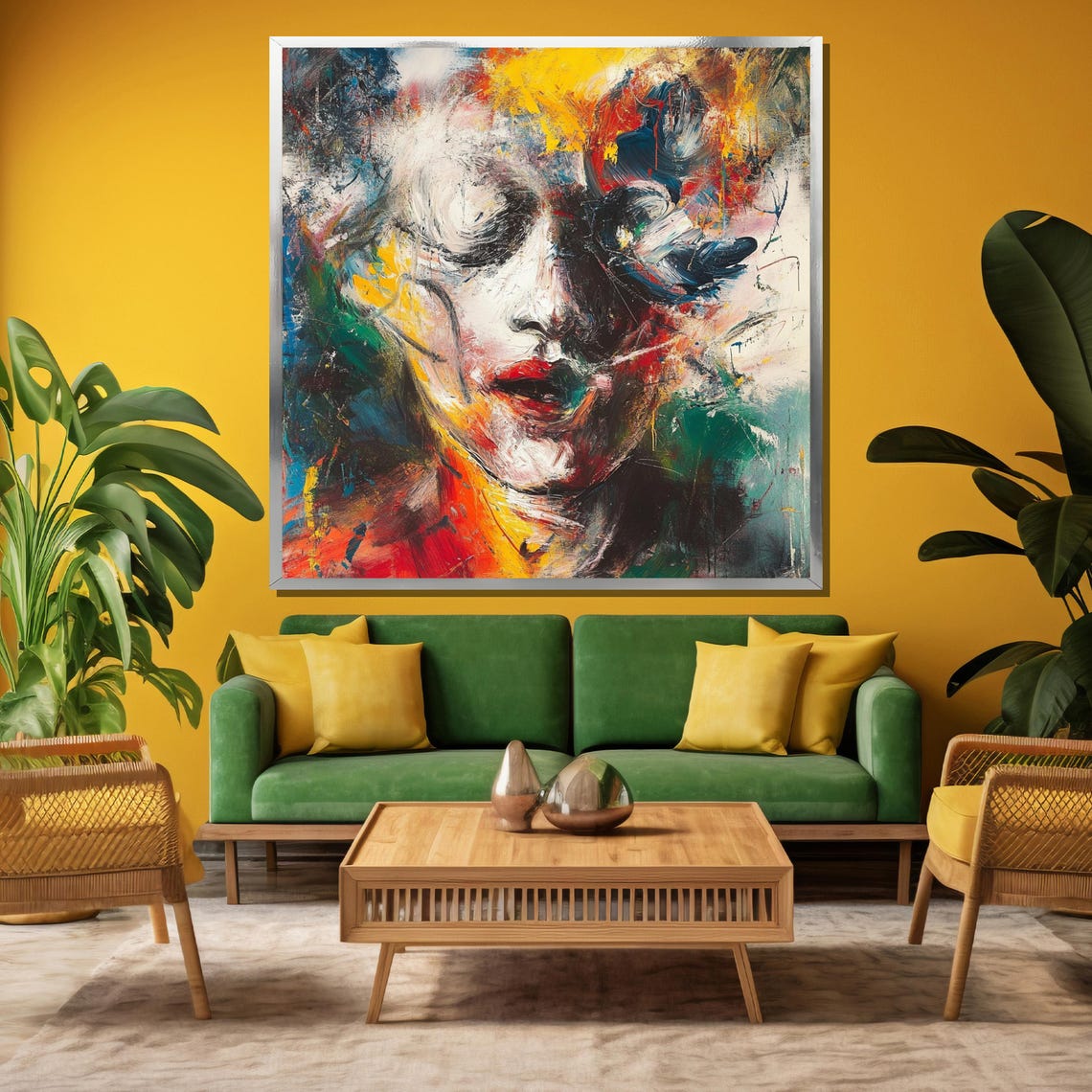 Expressionist Abstract Portrait With Vibrant Colors And Bold Brushstrokes Contemporary Art - Image 3