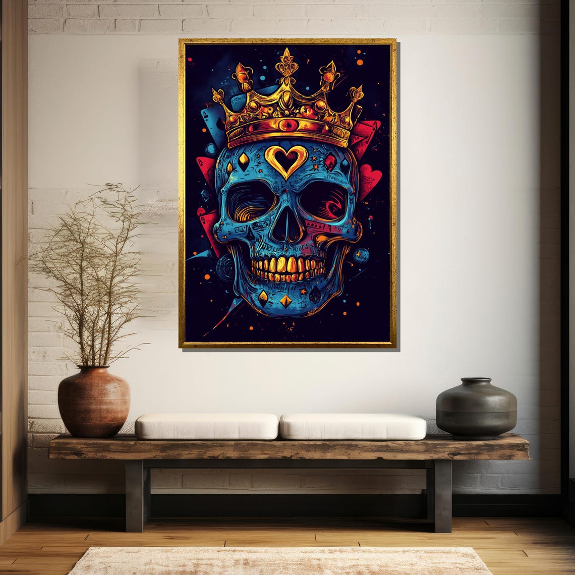 Skull With Crown Painting Gothic Pop Art Wall Decor Dark Royalty Graffiti Artwork Edgy Street Style Unique Gift - Image 5