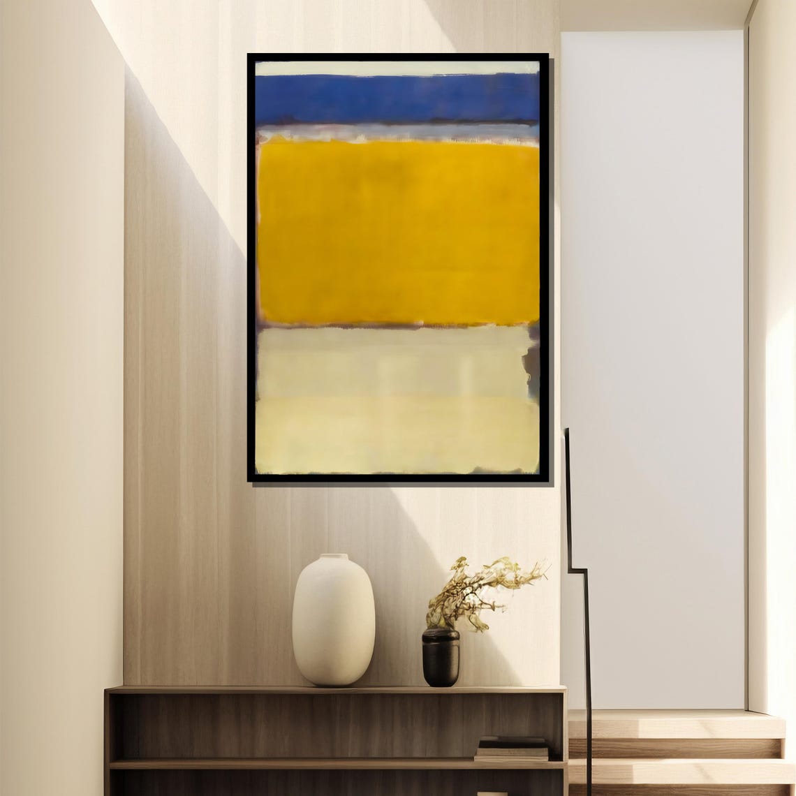Sunny Yellow And Cobalt Blue Layered Abstract Color Field Poster - Image 4