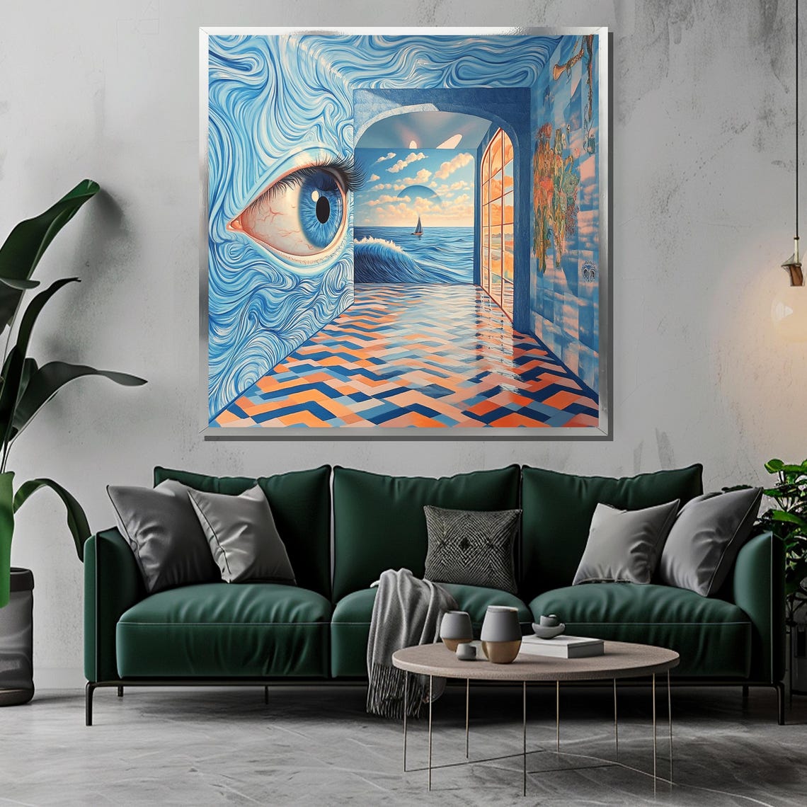 Surreal Ocean Eye Corridor With Dreamlike Wave Reflection Poster - Image 3