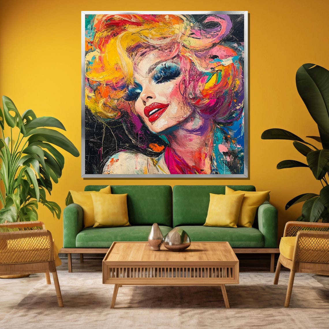 Vibrant Modern Portrait Painting Bold Art Gift For Glamorous Wall Decor - Image 3