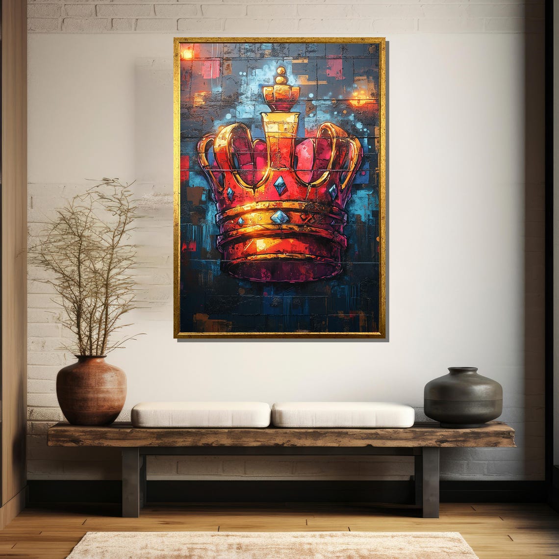 Graffiti Crown Painting Urban Street Art Wall Decor Vibrant Pop Art Royalty Modern Hip Hop Artwork Bold Statement Gift - Image 5