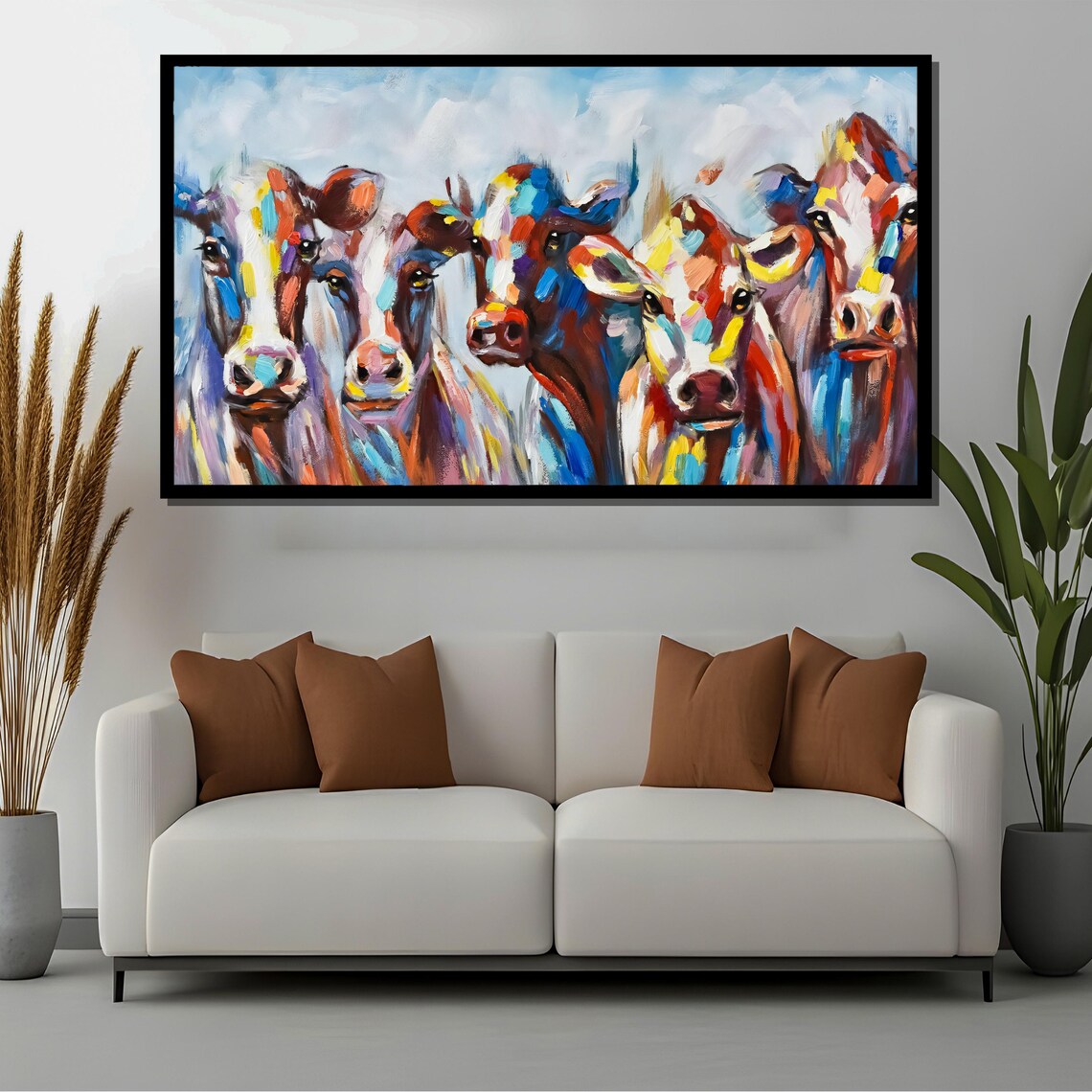 Five Colorful Abstract Cow Faces Bold Vibrant Farm Animal Poster - Image 4
