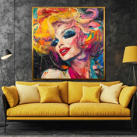 Vibrant Modern Portrait Painting Bold Art Gift For Glamorous Wall Decor