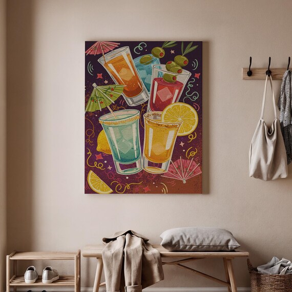 Tropical Cocktail Glasses Party Bar Drinks Fun Celebration Poster