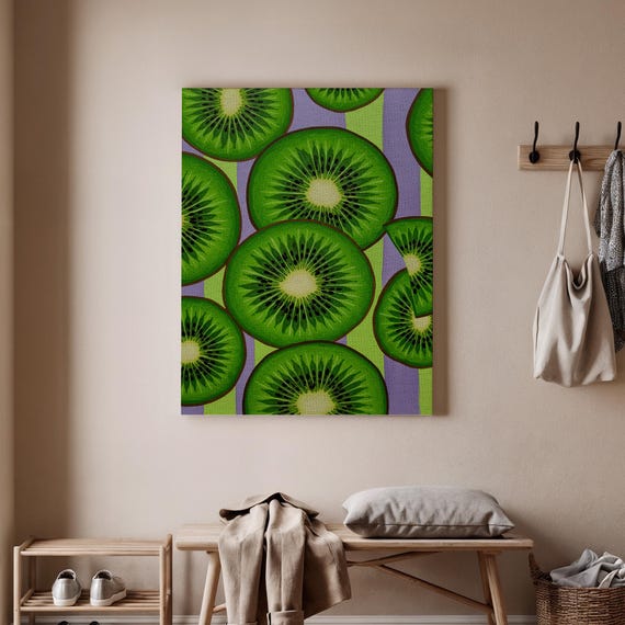 Kiwi Fruit Art Print Vibrant Poster Colorful Slices Canvas Tropical Wall Fresh Decor And Home