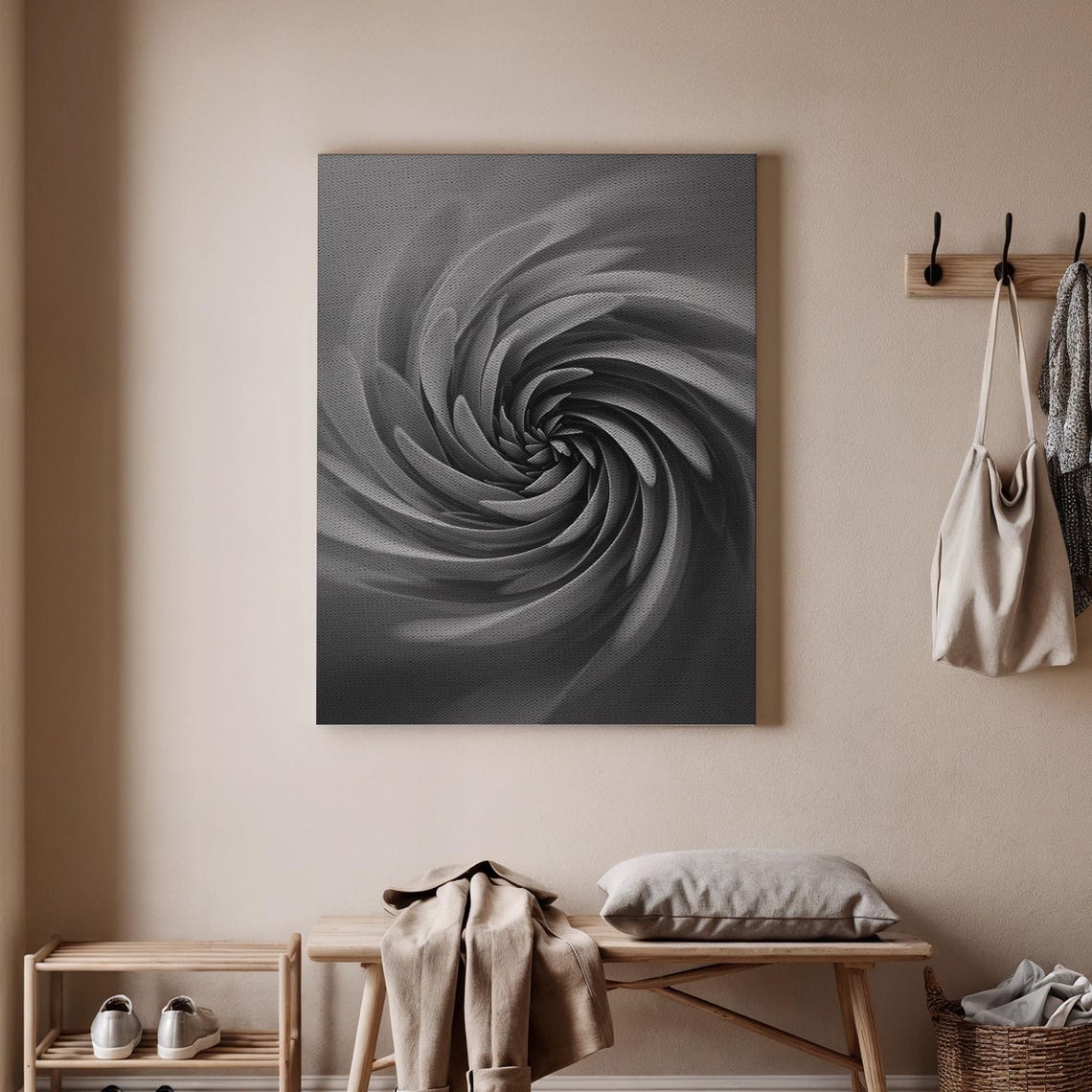 Black and White Spiral Swirl Abstract Minimalist Modern Decor Poster
